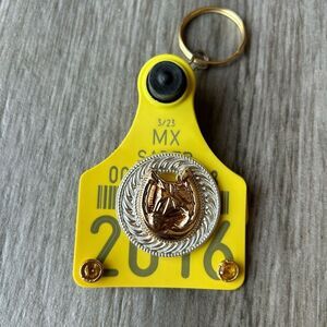 Arete De Vaca Llavero Cattle Tag Western Keychain